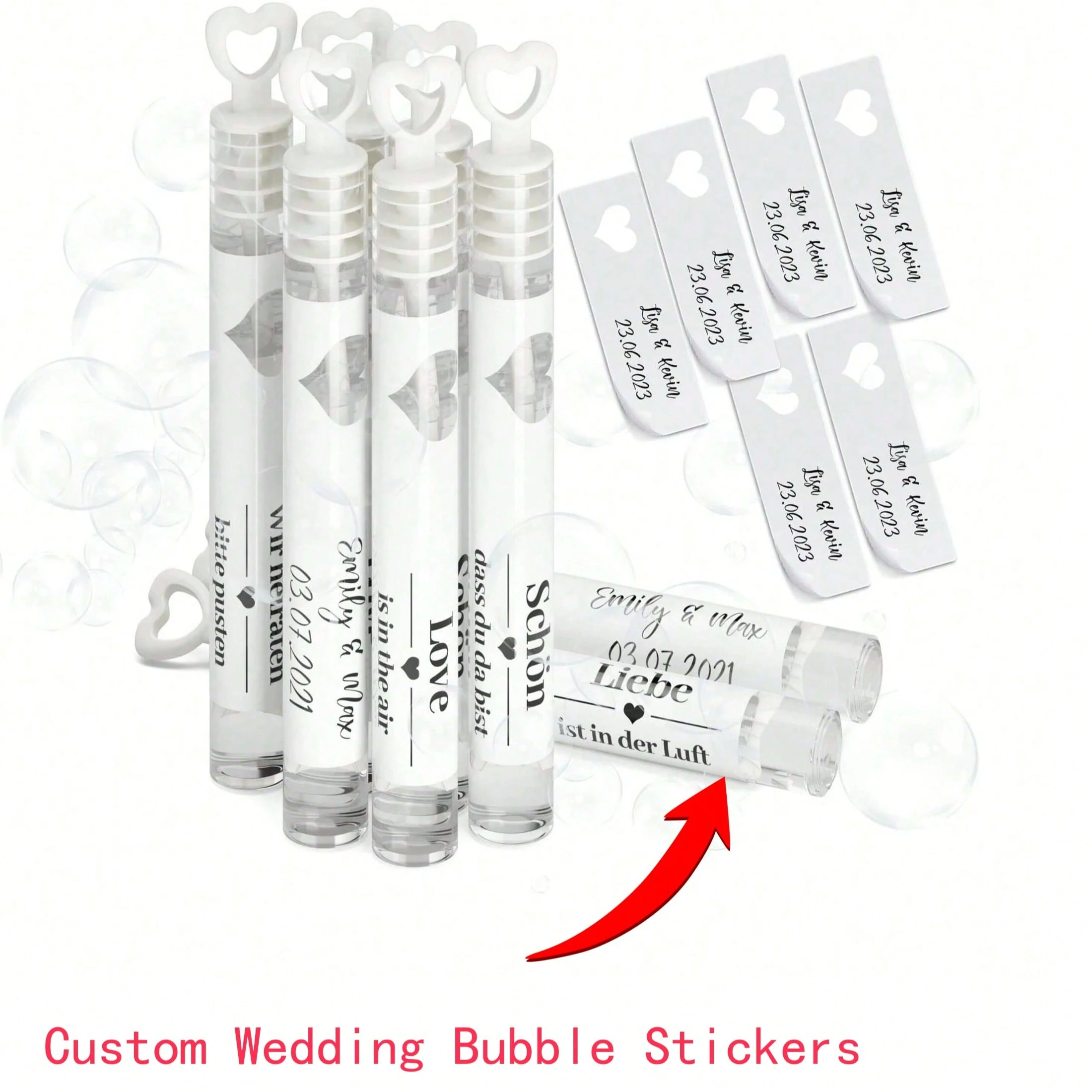 Wedding Souvenir - 100Pcs Custom Wedding Bubble Stickers Personalized