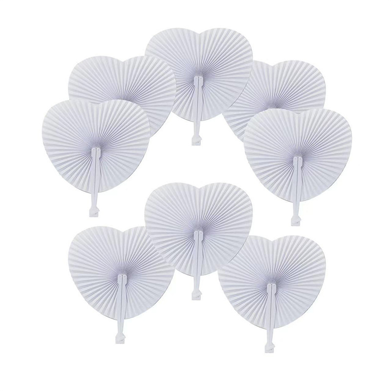 Wedding Event Supply - White Heart & Round Paper Fans,