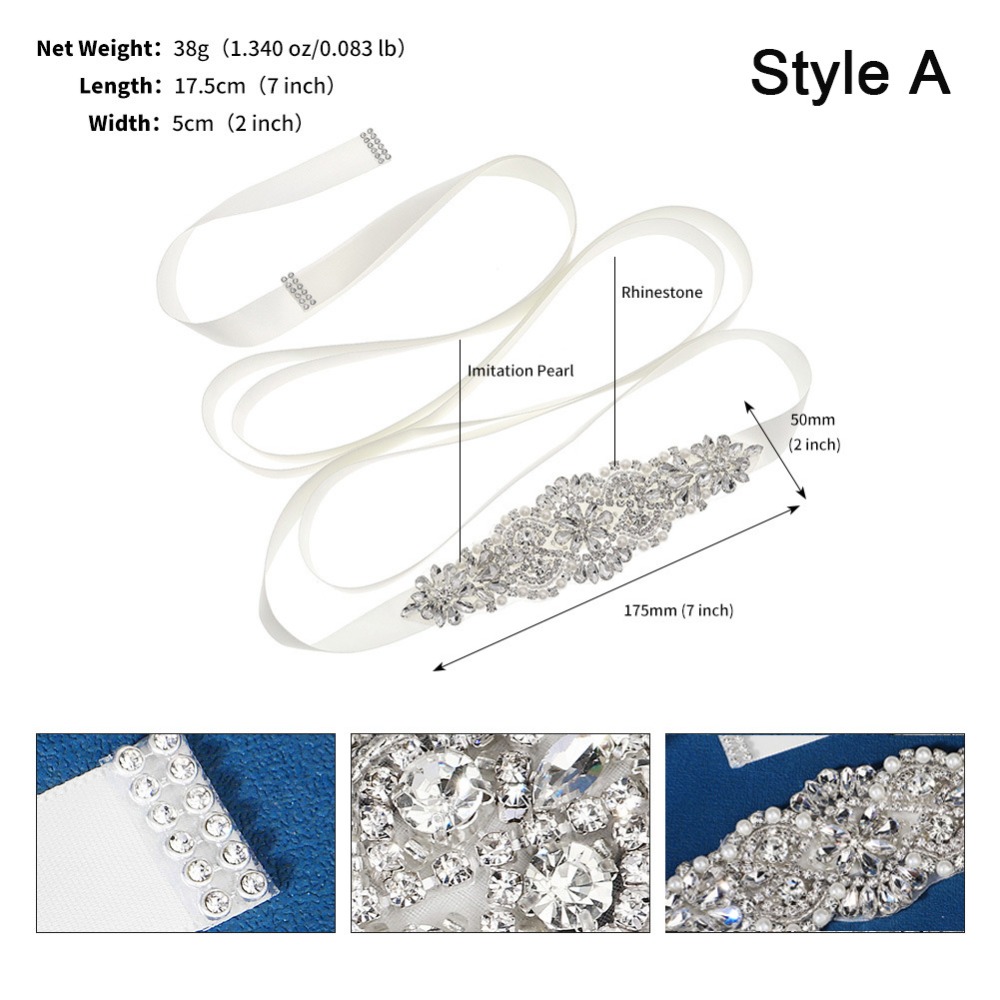 Bridal Sash Ribbon - Sweet Silver Wedding Rhinestone Belt Crystal