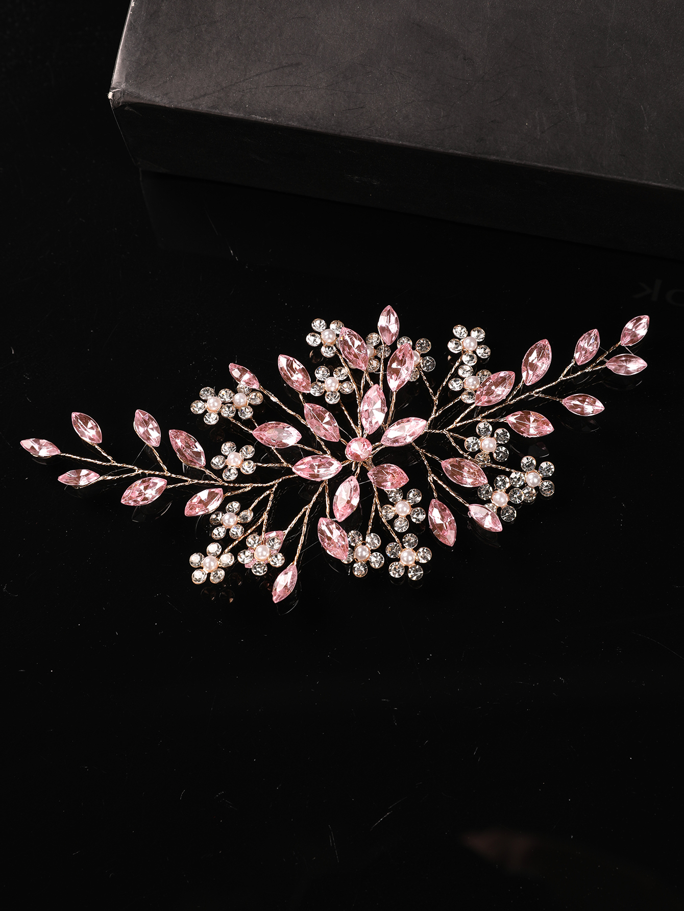 Wedding Dress Supply - Soft Pink Crystal Bridal Headpiece with