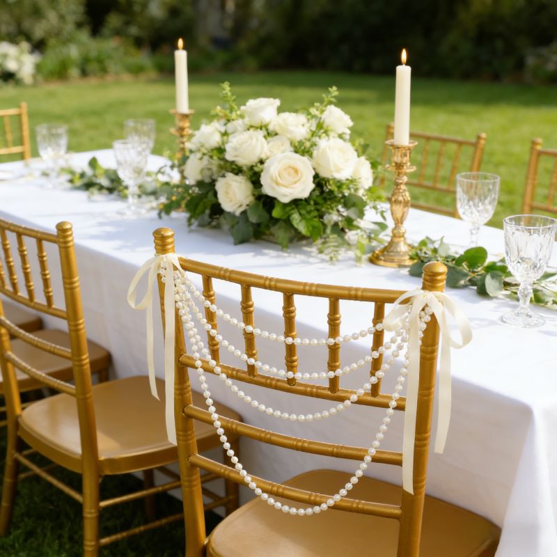 Pearl Bow Chair Decor 50Pcs Sa - Bridal Sash Ribbon incelemesi ve fiyatı