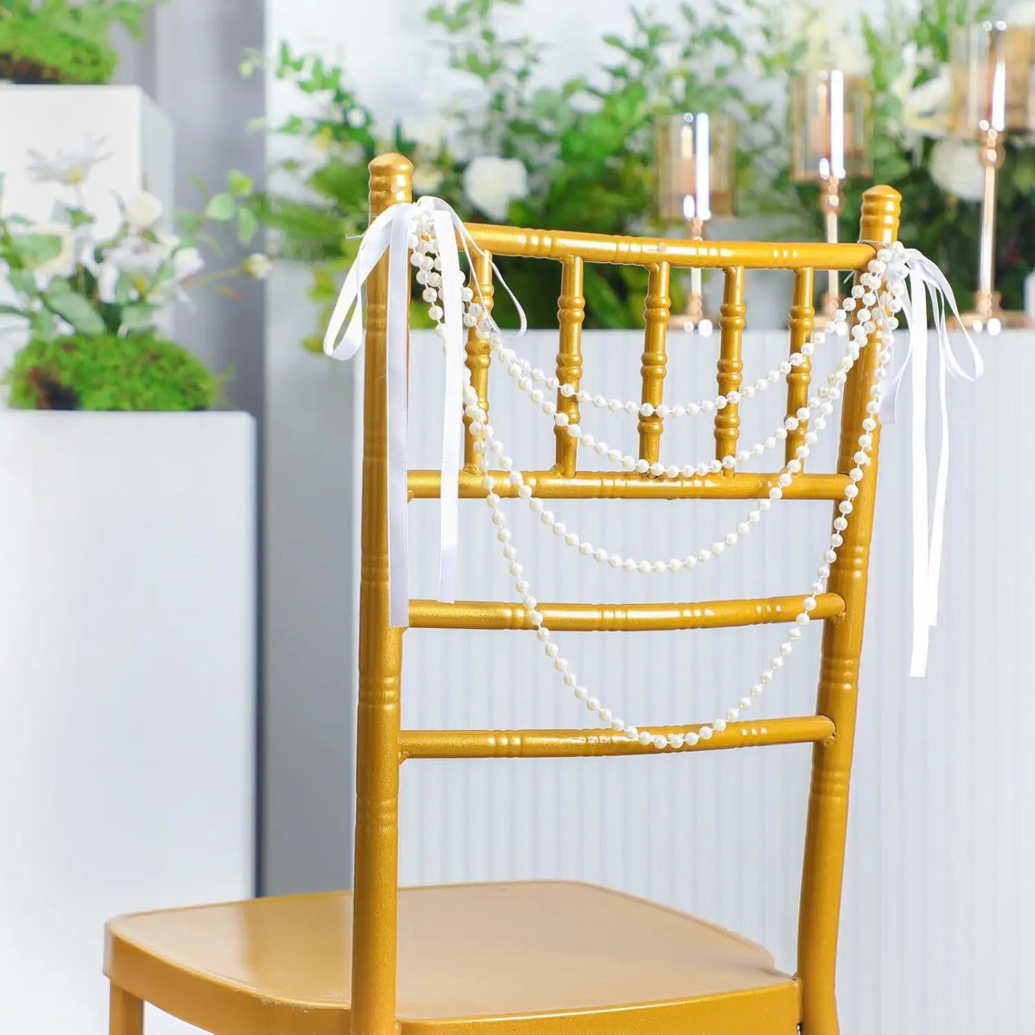 Pearl Bow Chair Decor 50Pcs Sa - Bridal Sash Ribbon incelemesi ve fiyatı