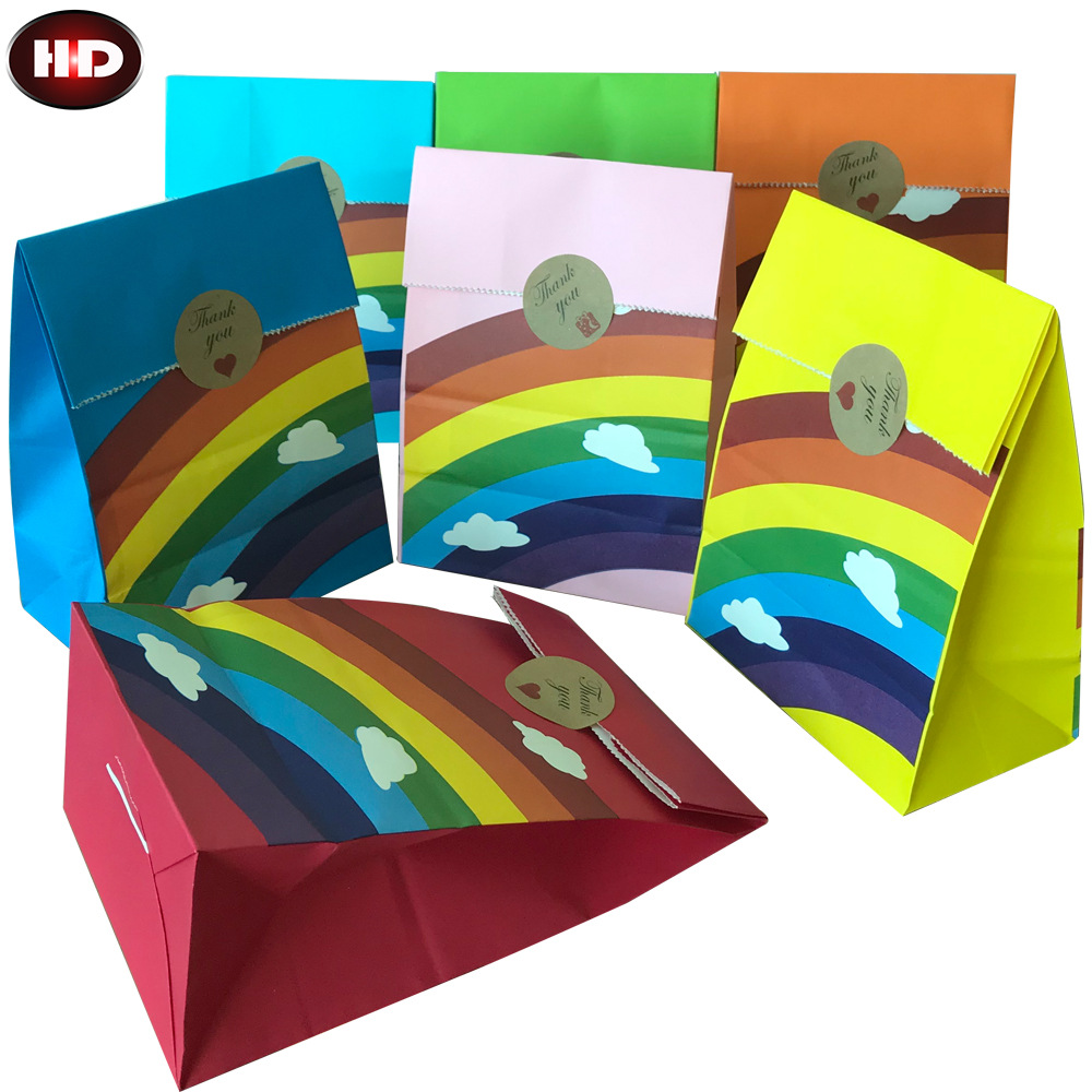 10/20/25pcs kraft rainbow food - Wedding Event Supply incelemesi ve fiyatı