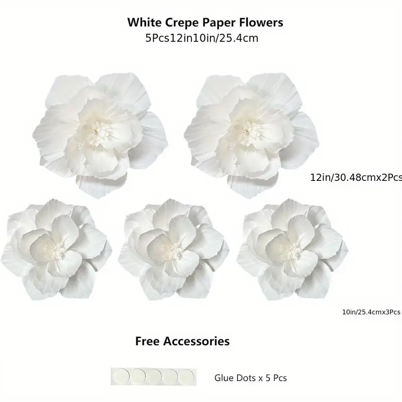5 Packs of White Paper Flowers - Wedding Power Supply incelemesi ve fiyatı