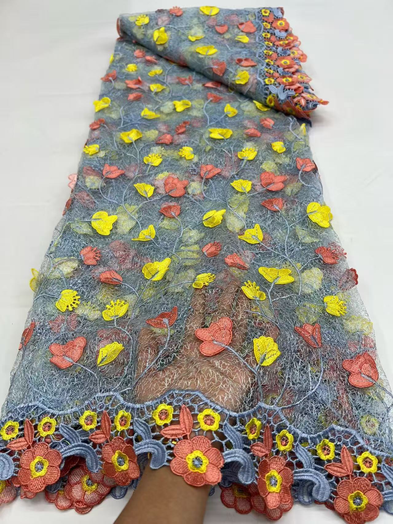 Green African Mesh Lace Fabric - Wedding Dress Supply incelemesi ve fiyatı
