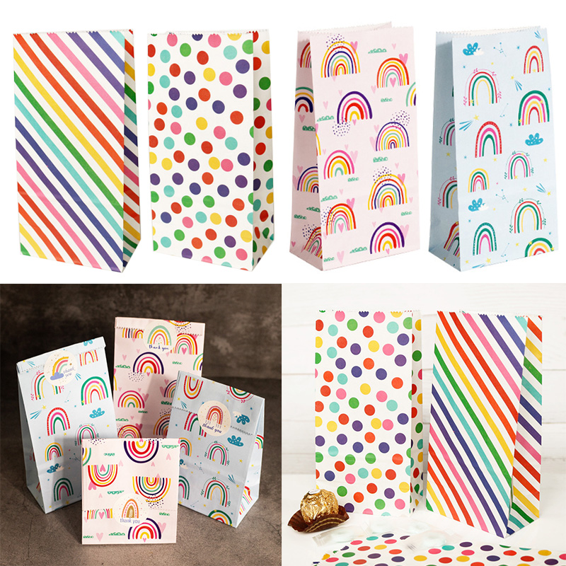 Small Paper Bags Rainbow Print - Wedding Event Supply incelemesi ve fiyatı