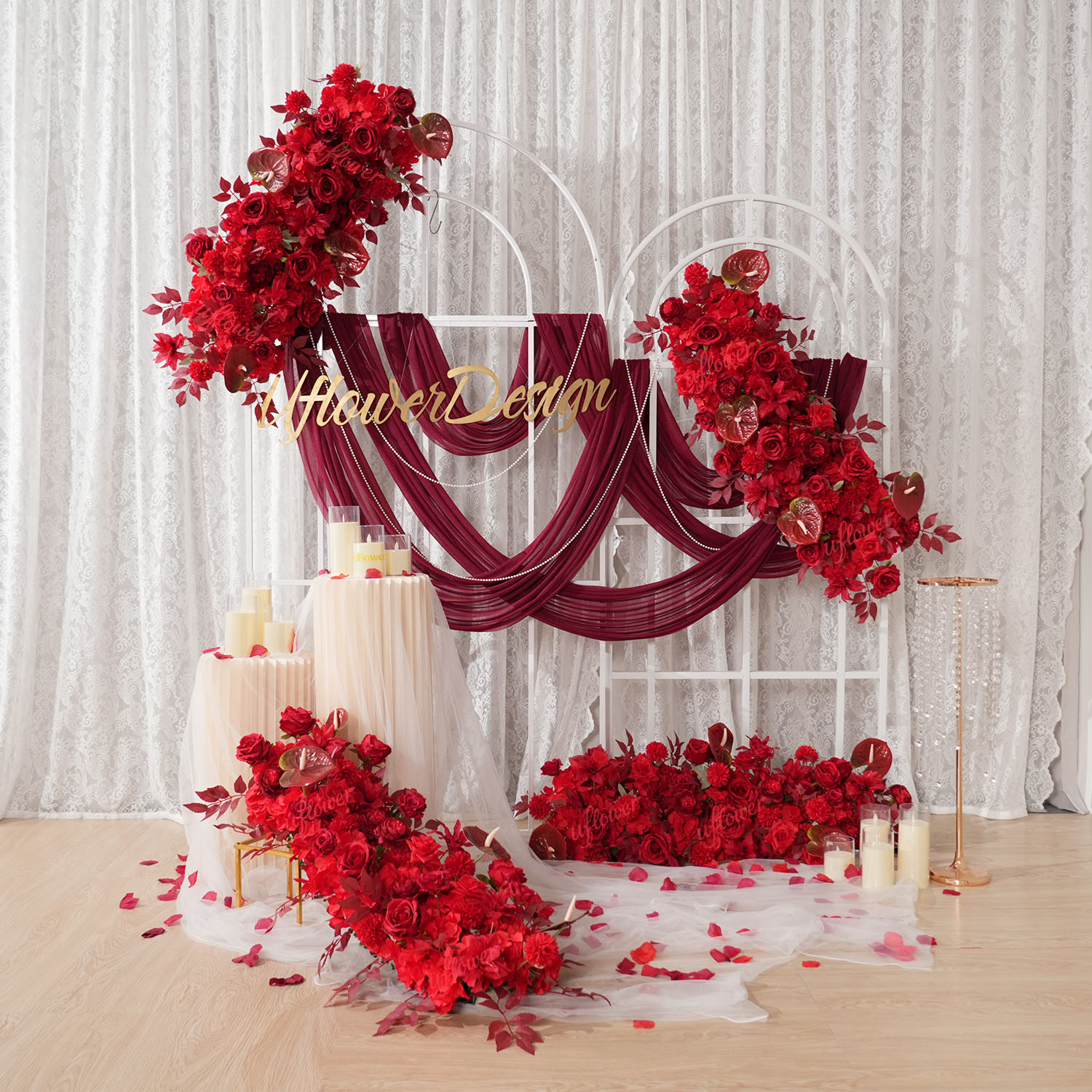 Uflower Red Flower Row Wedding - Wedding Arch Flower incelemesi ve fiyatı