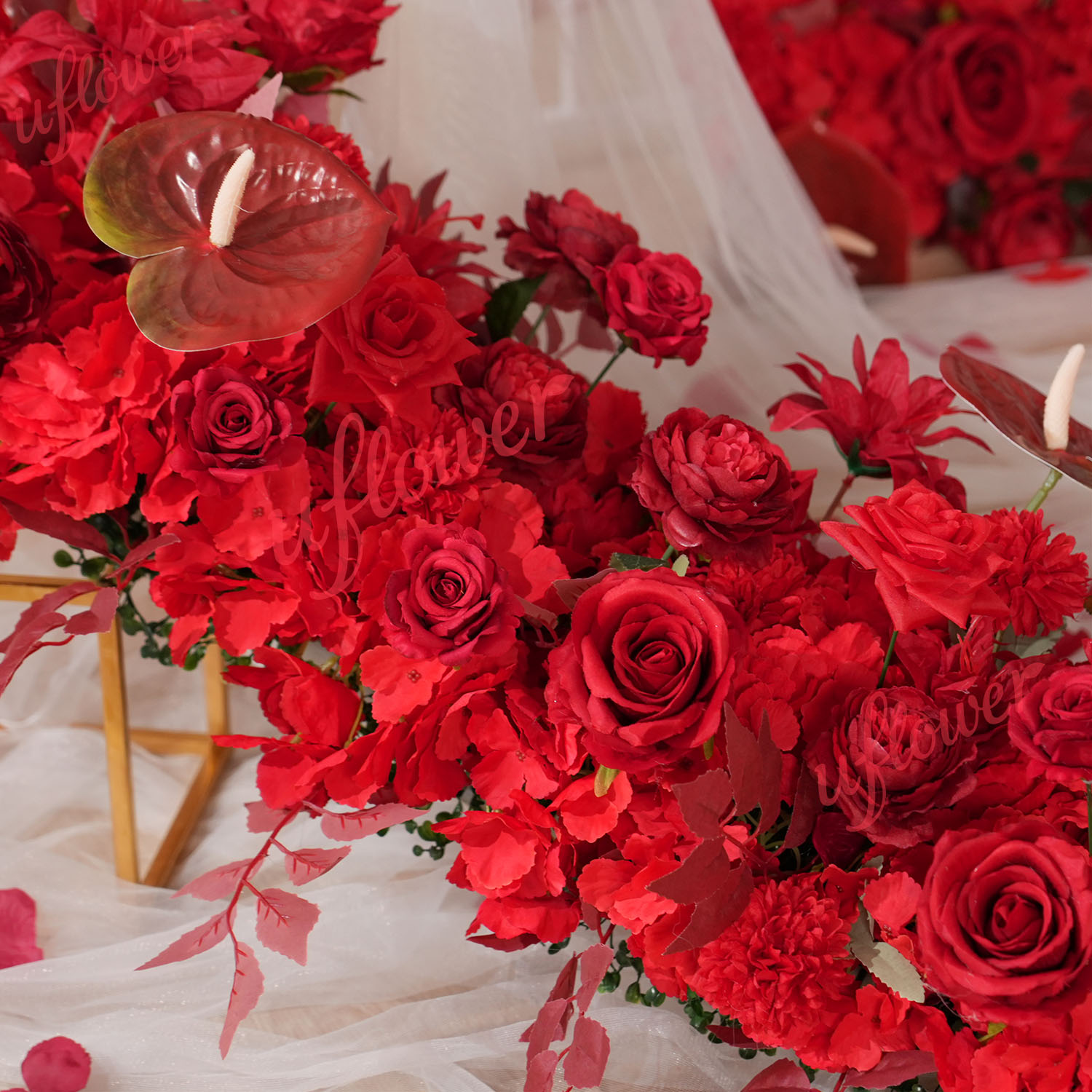 Uflower Red Flower Row Wedding - Wedding Arch Flower incelemesi ve fiyatı