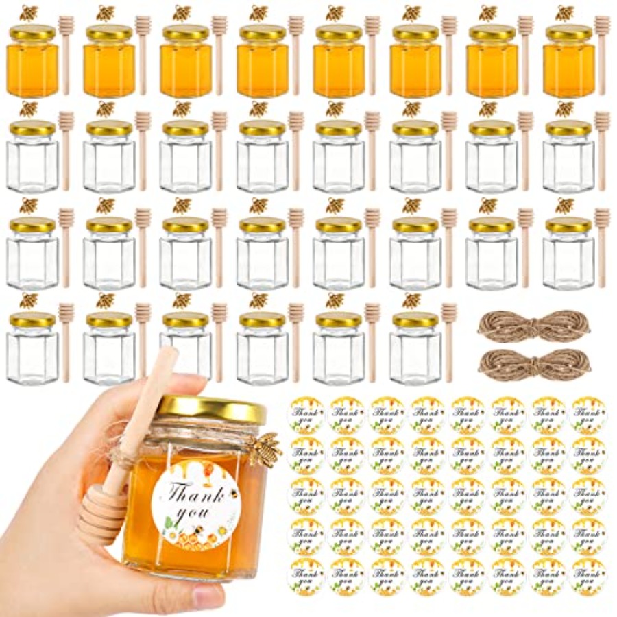 3oz Mini Honey Jars with Dippe - Wedding Souvenir incelemesi ve fiyatı