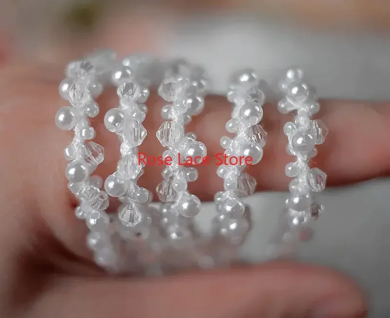 3 Yards Pearl lace trim, pearl - Bridal Sash Ribbon incelemesi ve fiyatı