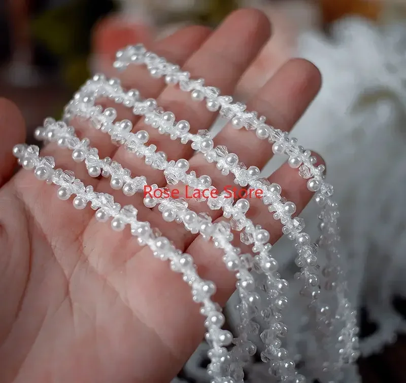 3 Yards Pearl lace trim, pearl - Bridal Sash Ribbon incelemesi ve fiyatı
