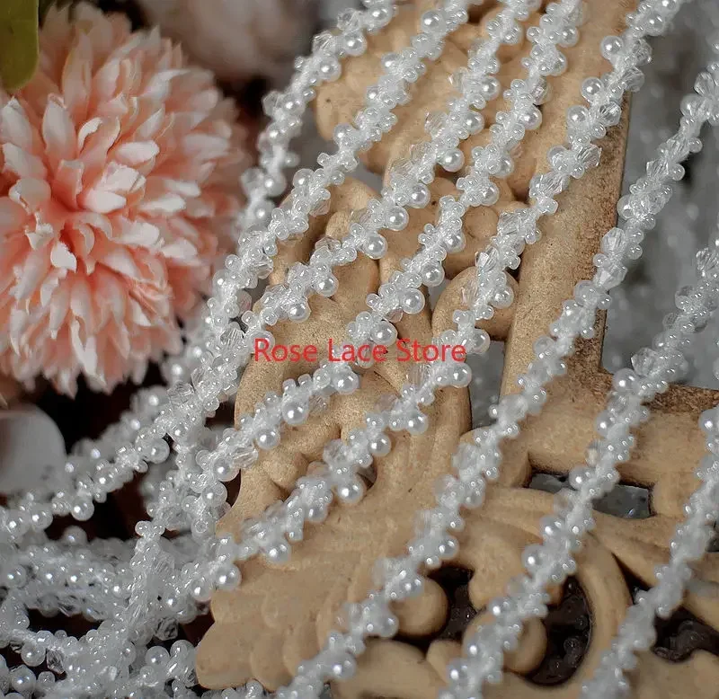 3 Yards Pearl lace trim, pearl - Bridal Sash Ribbon incelemesi ve fiyatı