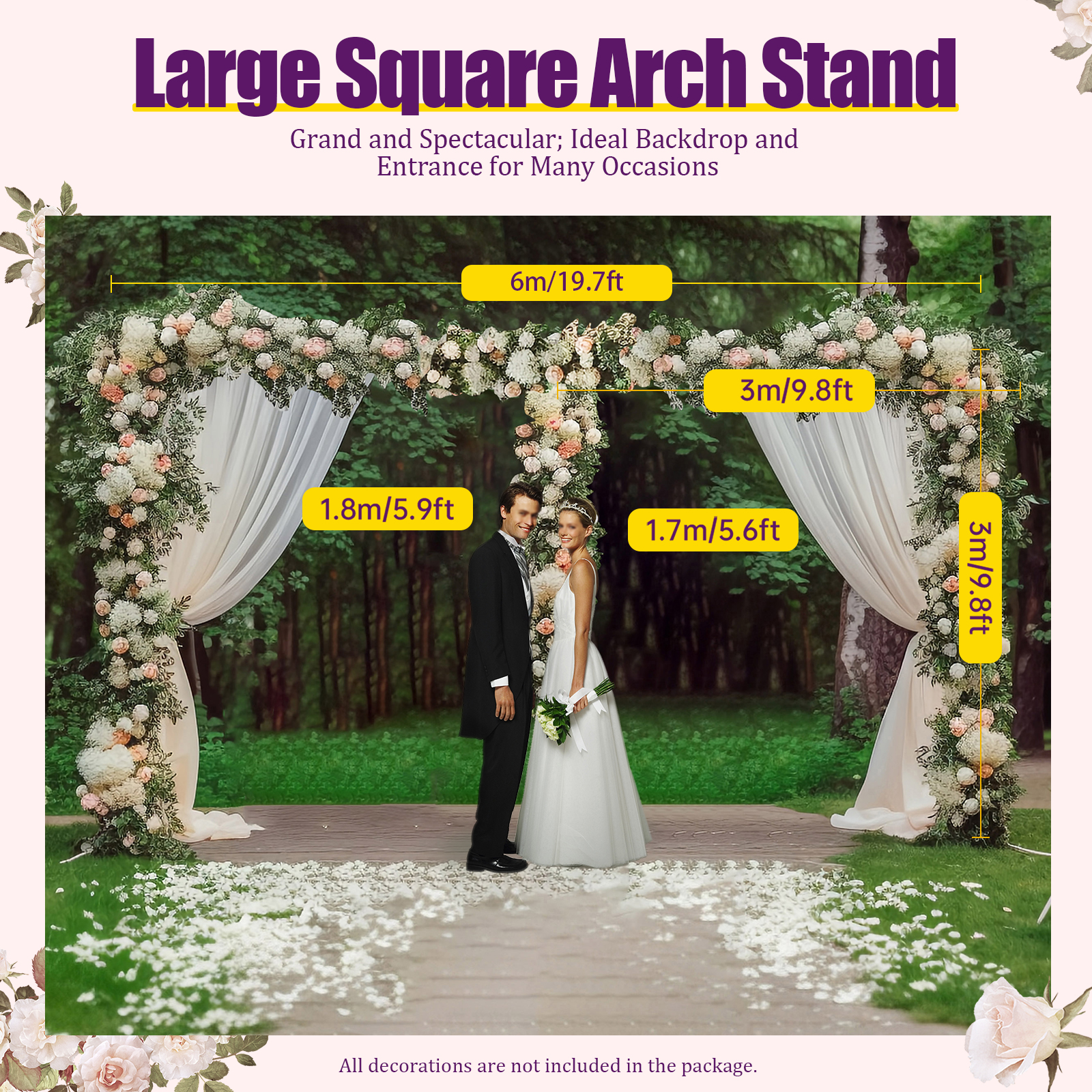 3x6m/10x20ft Metal Wedding Arc - Wedding Balloon Arch incelemesi ve fiyatı