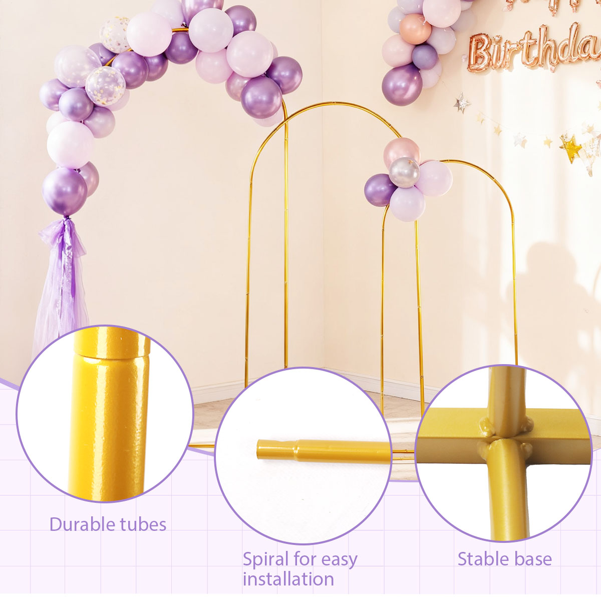 3Pack Golden Metal Arch Kits,  - Wedding Balloon Arch incelemesi ve fiyatı